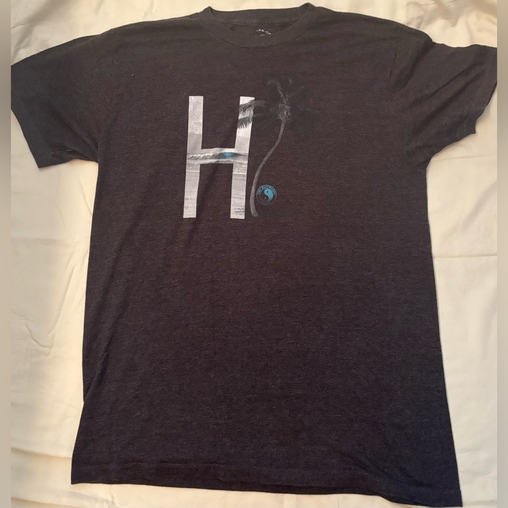 T&C Surf Designs Men's Charcoal Graphic Tee with Palm Design